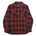 JACHS Mens Red & Black Check Shirt L Button-Down Long Sleeve Cotton Flannel
