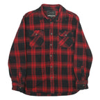 JACHS Mens Red & Black Check Shirt L Button-Down Long Sleeve Cotton Flannel