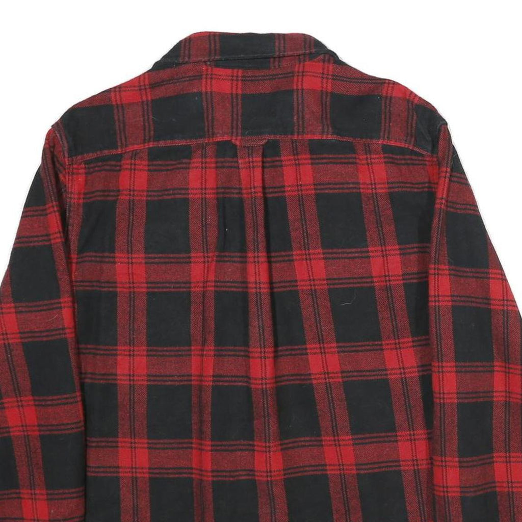 JACHS Mens Red & Black Check Shirt L Button-Down Long Sleeve Cotton Flannel
