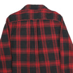 JACHS Mens Red & Black Check Shirt L Button-Down Long Sleeve Cotton Flannel