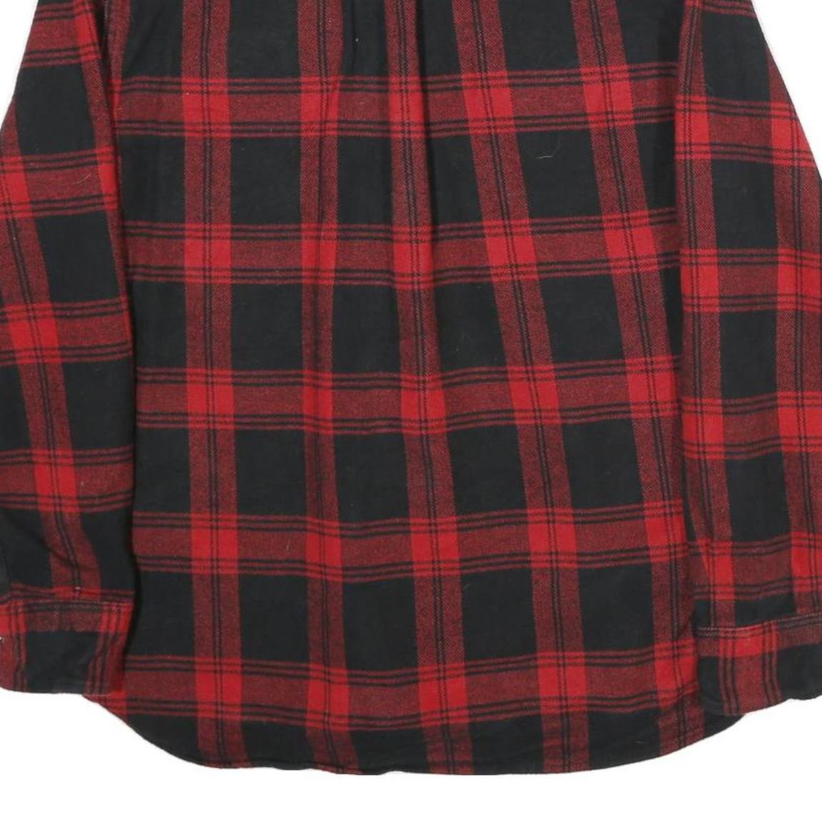 JACHS Mens Red & Black Check Shirt L Button-Down Long Sleeve Cotton Flannel