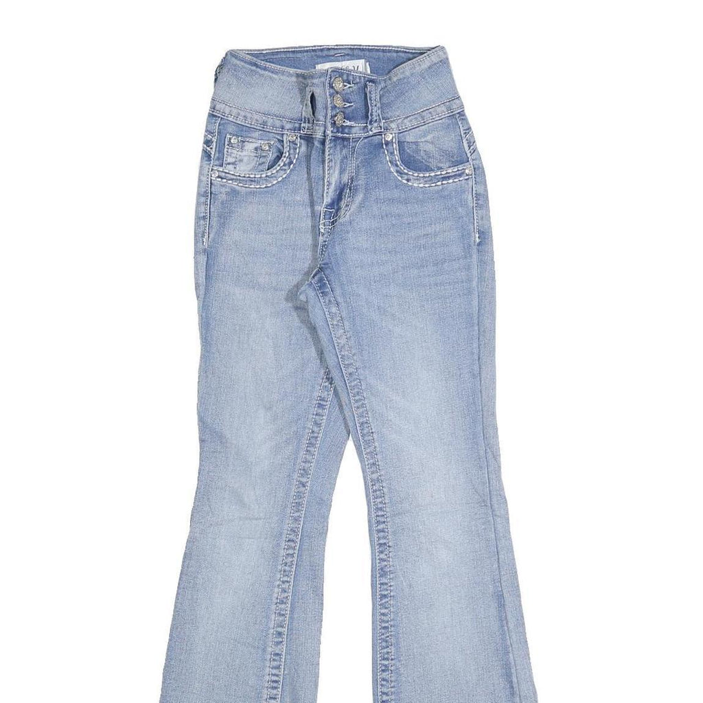 H&Y Womens Regular Fit Flared Denim Light Blue Cotton Blend Jeans W24 L30