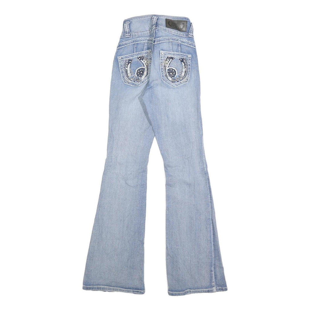 H&Y Womens Regular Fit Flared Denim Light Blue Cotton Blend Jeans W24 L30