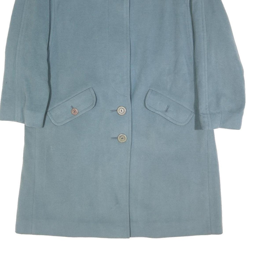 RENE SCHAAD Womens Blue Wool Blend Button Jacket M Classic Plain Stylish