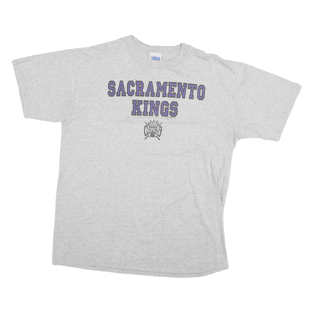 NBA Mens Grey Sacramento Kings Graphic T-Shirt L Short Sleeve Crew Neck NBA