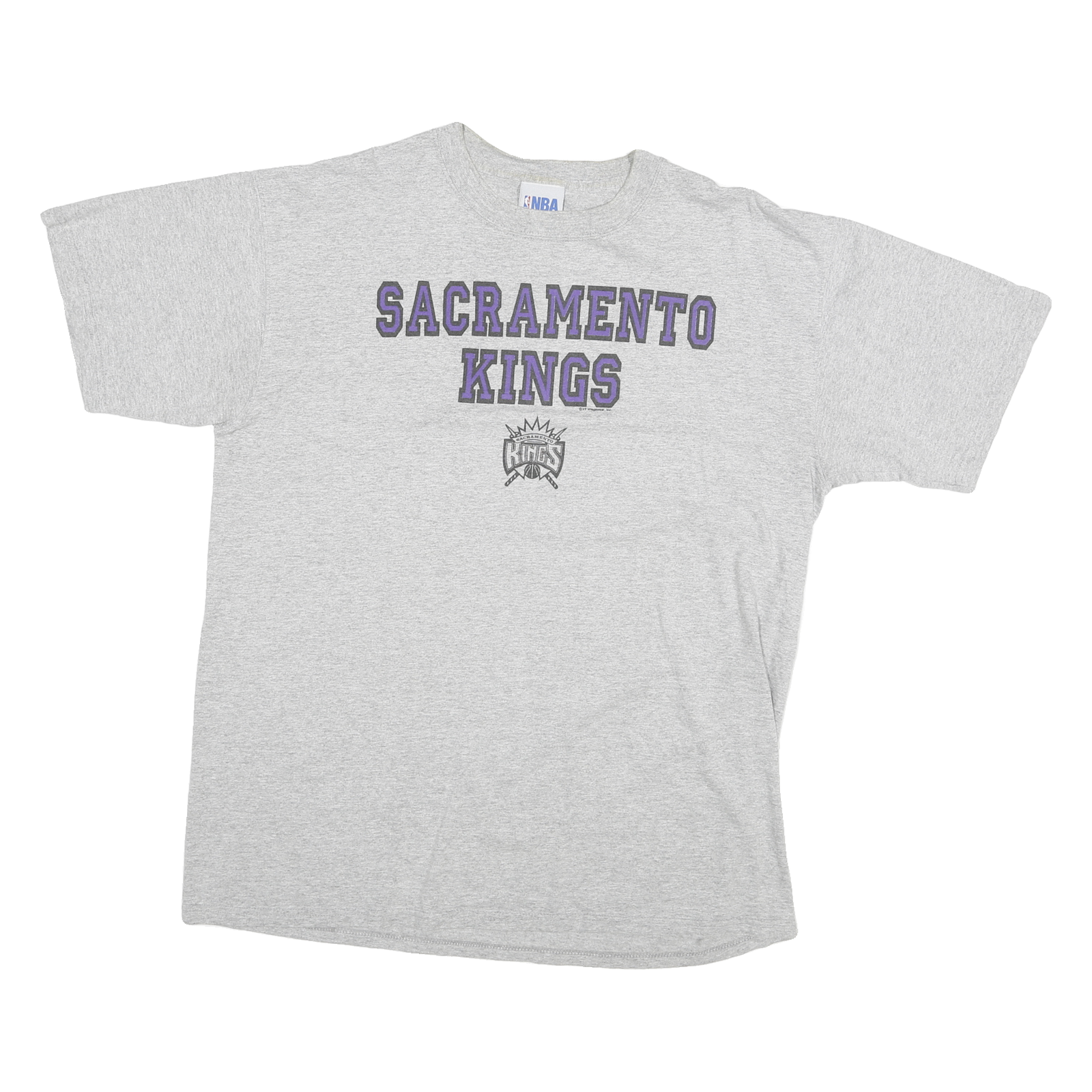 NBA Mens Grey Sacramento Kings Graphic T-Shirt L Short Sleeve Crew Neck NBA