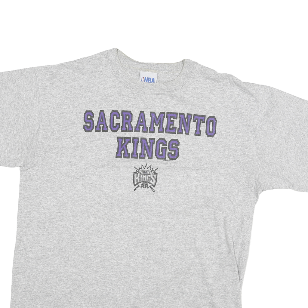 NBA Mens Grey Sacramento Kings Graphic T-Shirt L Short Sleeve Crew Neck NBA
