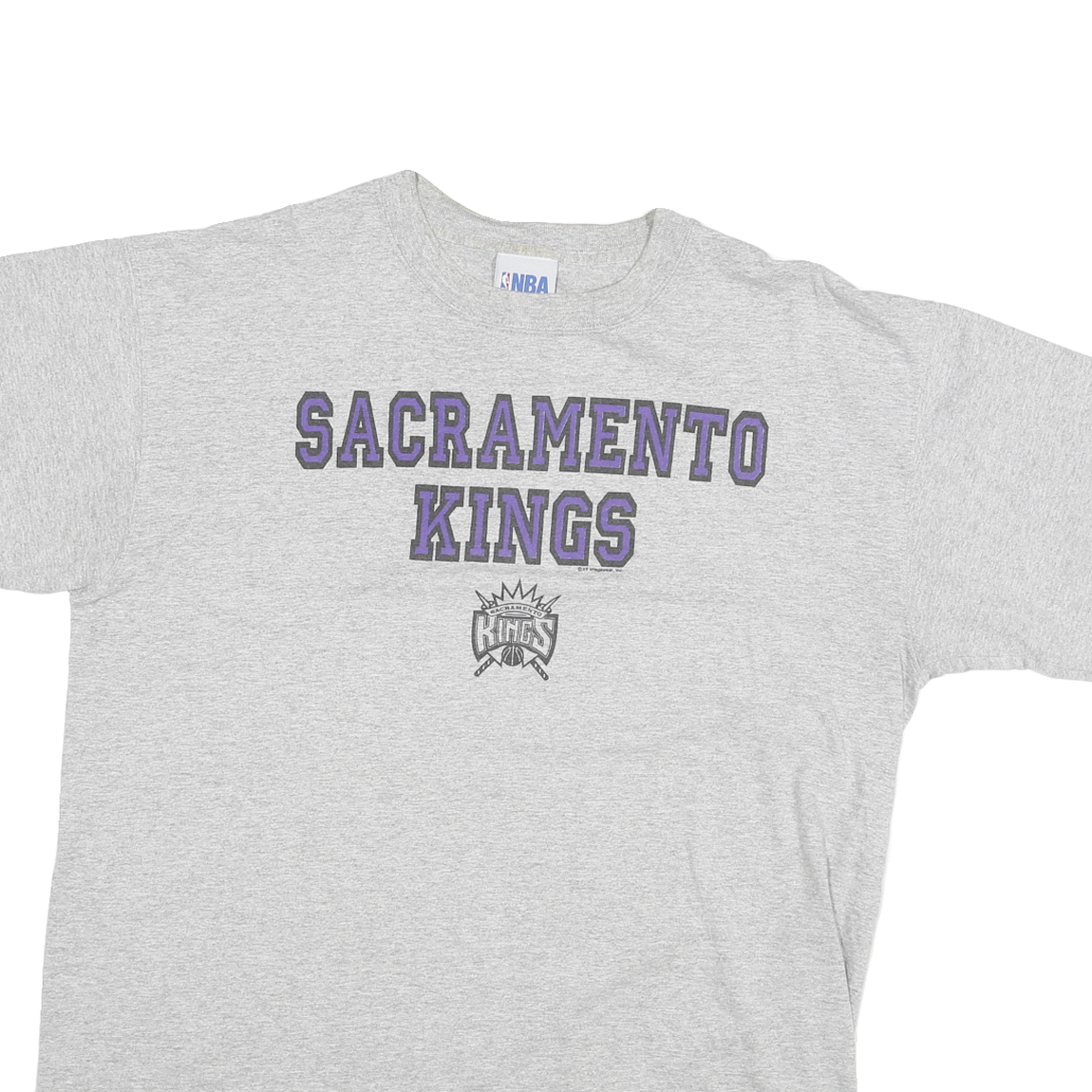 NBA Mens Grey Sacramento Kings Graphic T-Shirt L Short Sleeve Crew Neck NBA