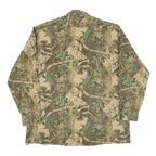 Mens Beige & Green Cotton Camouflage Shirt XL Long Sleeve Button-Up Casual