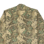 Mens Beige & Green Cotton Camouflage Shirt XL Long Sleeve Button-Up Casual