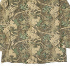 Mens Beige & Green Cotton Camouflage Shirt XL Long Sleeve Button-Up Casual