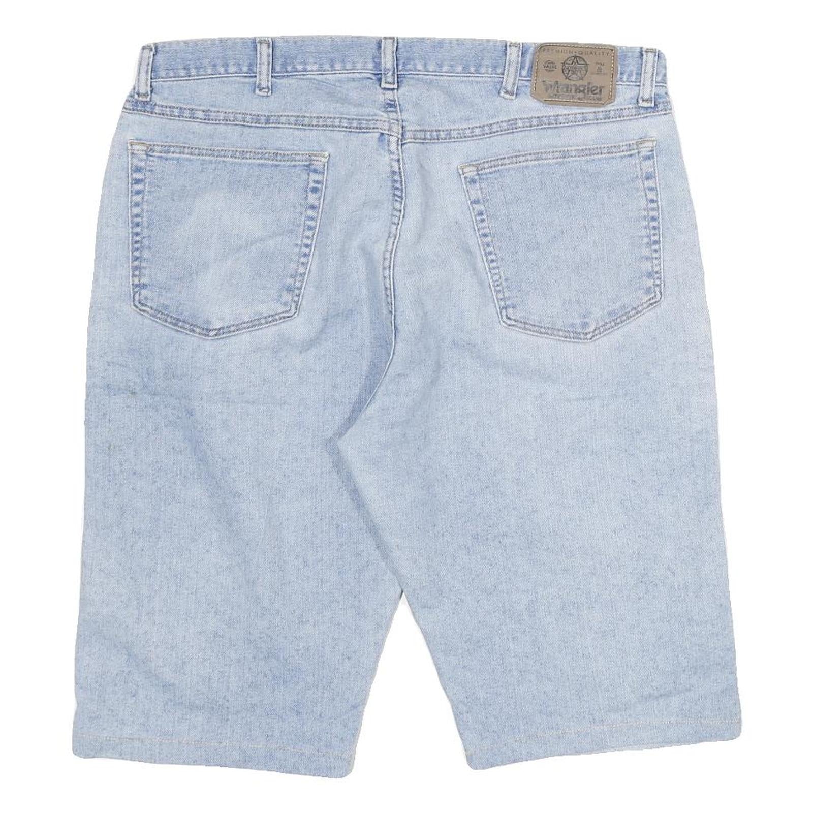 WRANGLER Mens Shorts Blue Denim Casual XL W34 Cotton Blend Light Wash