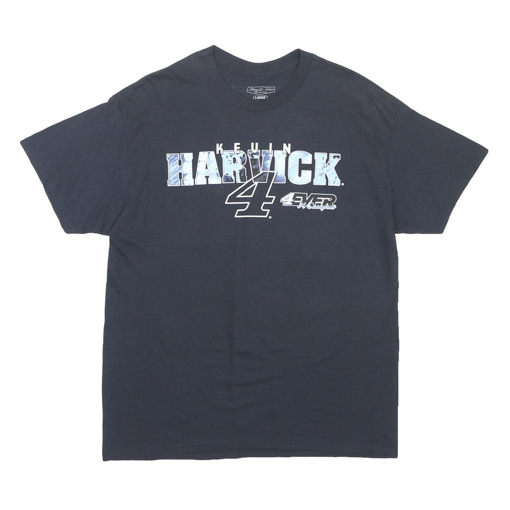 STEWART HAAS Mens Black Kevin Harvick 4 Racing Graphic T-Shirt L Crew Neck Short