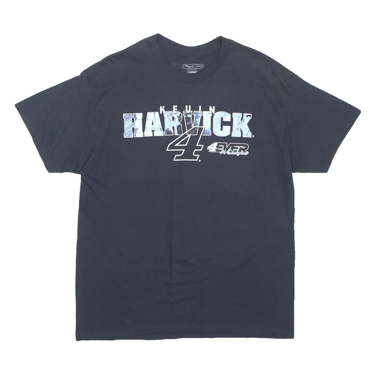 STEWART HAAS Mens Black Kevin Harvick 4 Racing Graphic T-Shirt L Crew Neck Short
