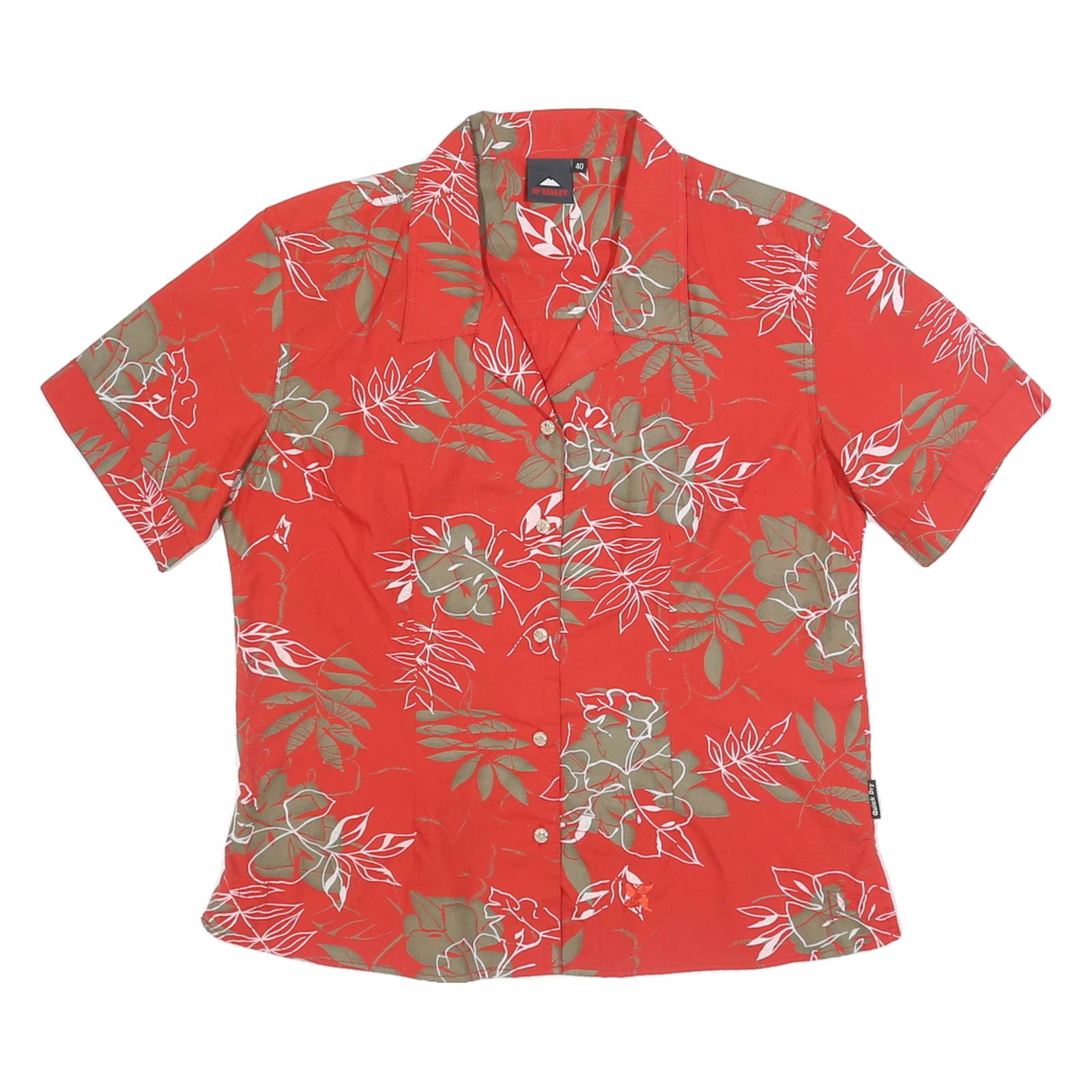 MCKINLEY Womens Red & Beige Floral Cotton Blend Shirt S Short Sleeve Casual