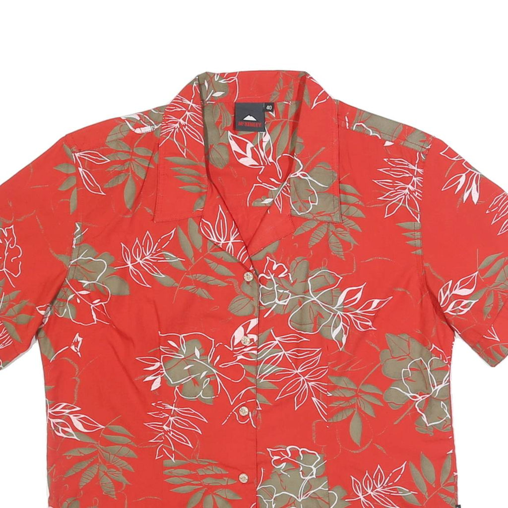 MCKINLEY Womens Red & Beige Floral Cotton Blend Shirt S Short Sleeve Casual