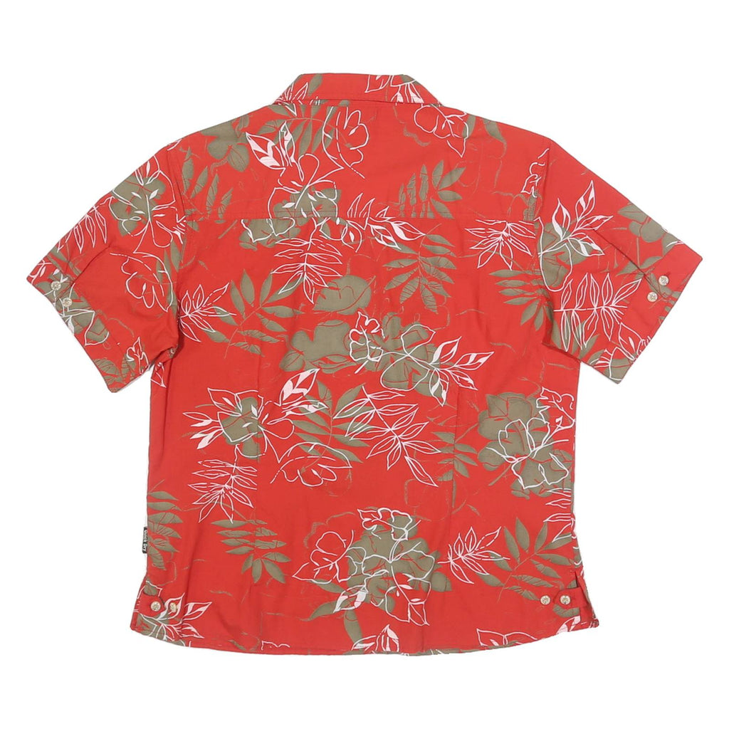 MCKINLEY Womens Red & Beige Floral Cotton Blend Shirt S Short Sleeve Casual