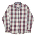 WRANGLER Mens Red & White Plaid Cotton Blend Shirt L Long Sleeve Checked Button