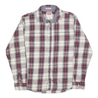 WRANGLER Mens Red & White Plaid Cotton Blend Shirt L Long Sleeve Checked Button