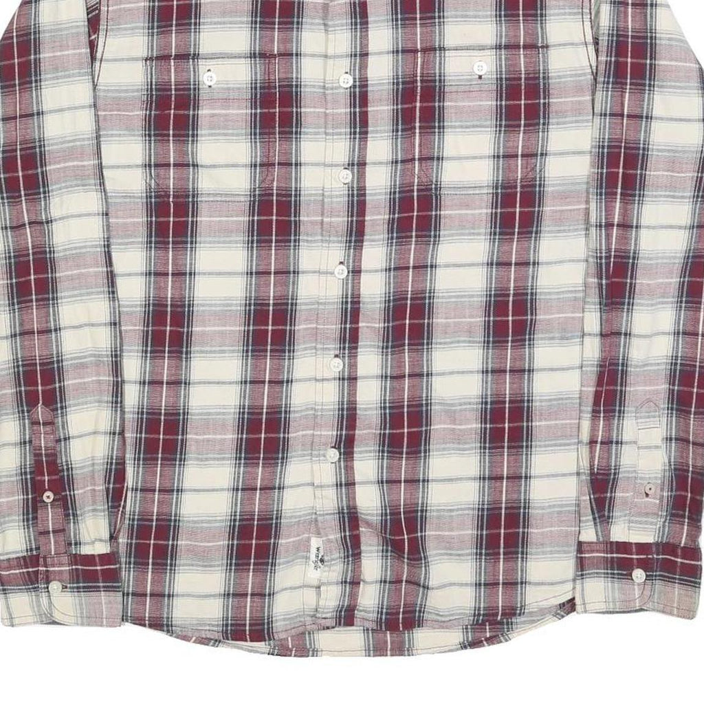 WRANGLER Mens Red & White Plaid Cotton Blend Shirt L Long Sleeve Checked Button