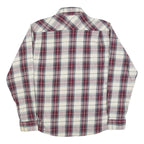WRANGLER Mens Red & White Plaid Cotton Blend Shirt L Long Sleeve Checked Button
