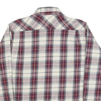 WRANGLER Mens Red & White Plaid Cotton Blend Shirt L Long Sleeve Checked Button
