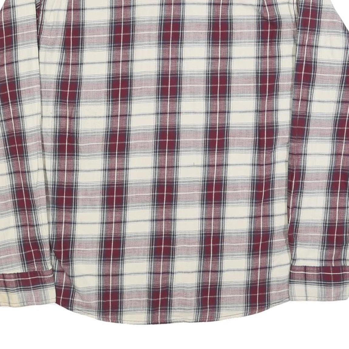 WRANGLER Mens Red & White Plaid Cotton Blend Shirt L Long Sleeve Checked Button