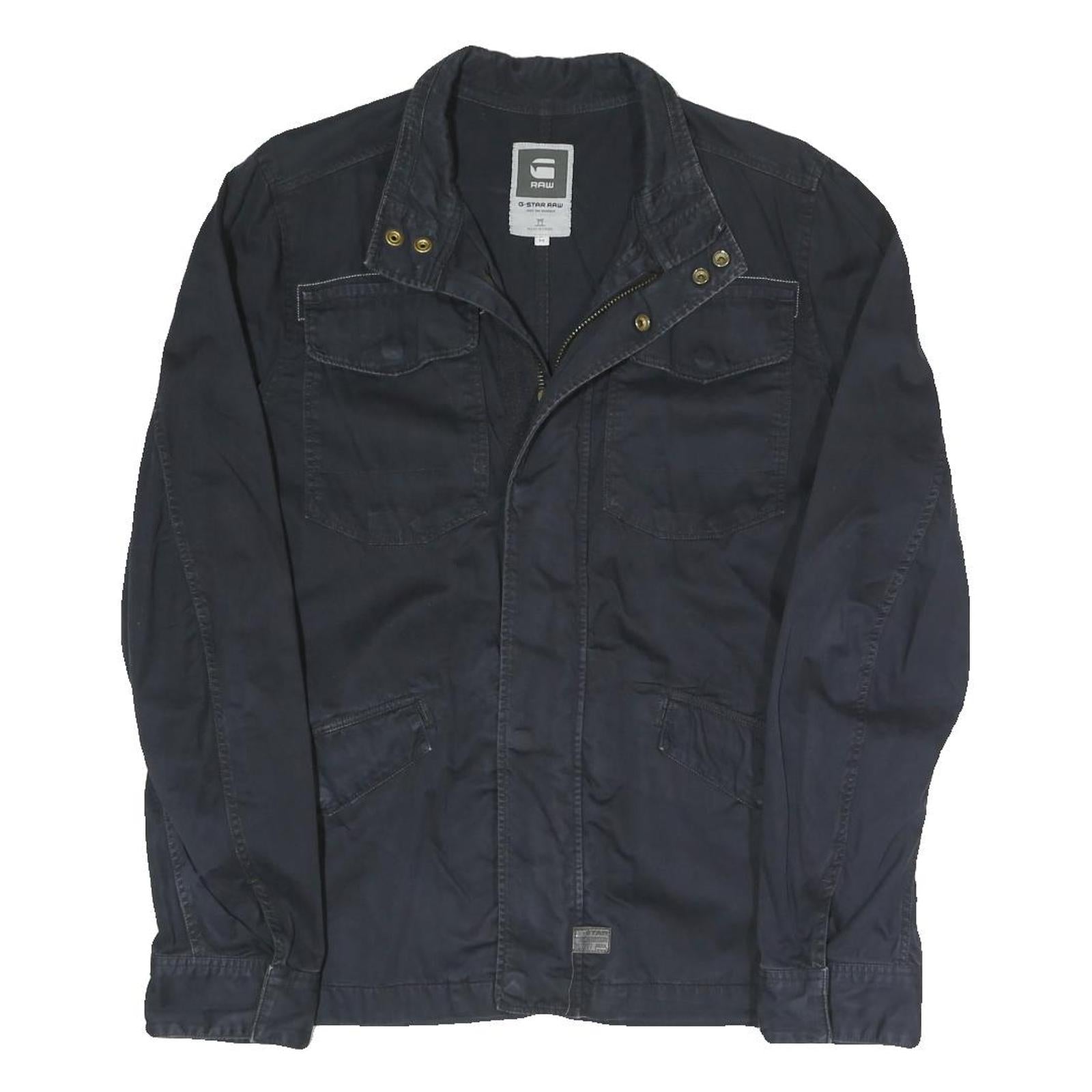 G-STAR Mens Black Slim Jacket M Cotton Blend Zip Chest Pockets Casual Outerwear