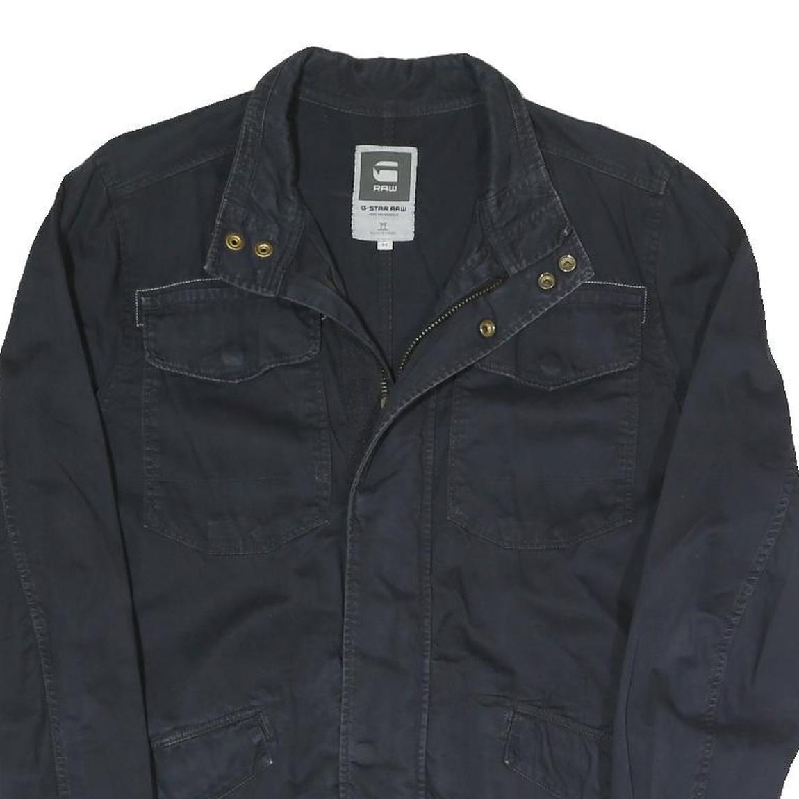 G-STAR Mens Black Slim Jacket M Cotton Blend Zip Chest Pockets Casual Outerwear