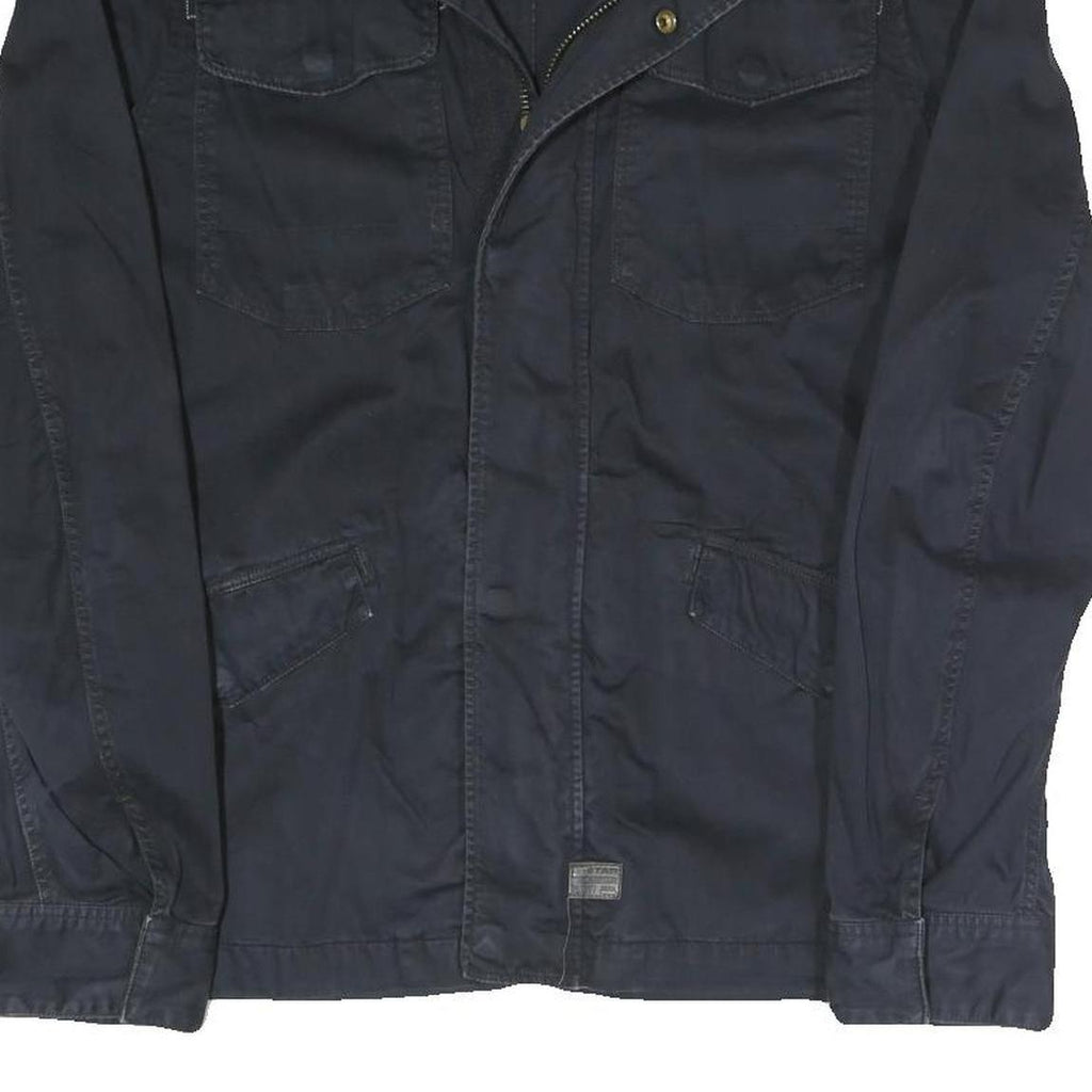 G-STAR Mens Black Slim Jacket M Cotton Blend Zip Chest Pockets Casual Outerwear