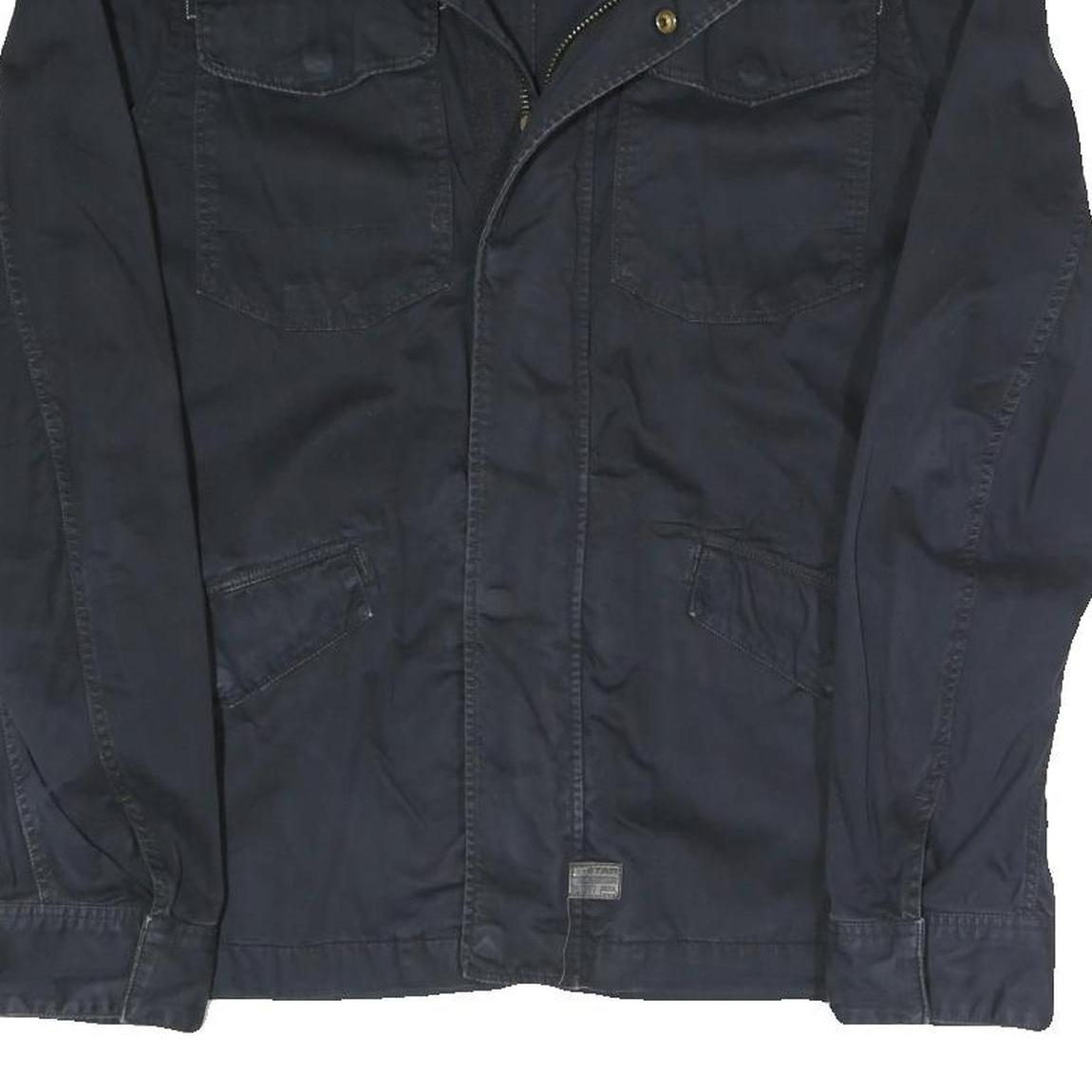 G-STAR Mens Black Slim Jacket M Cotton Blend Zip Chest Pockets Casual Outerwear