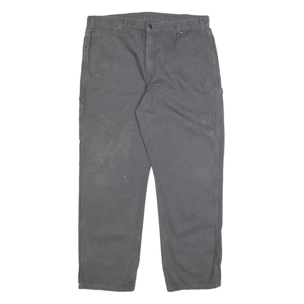 DICKIES Mens Cotton Blend Relaxed Grey Workwear Trousers W40 L32 Utility