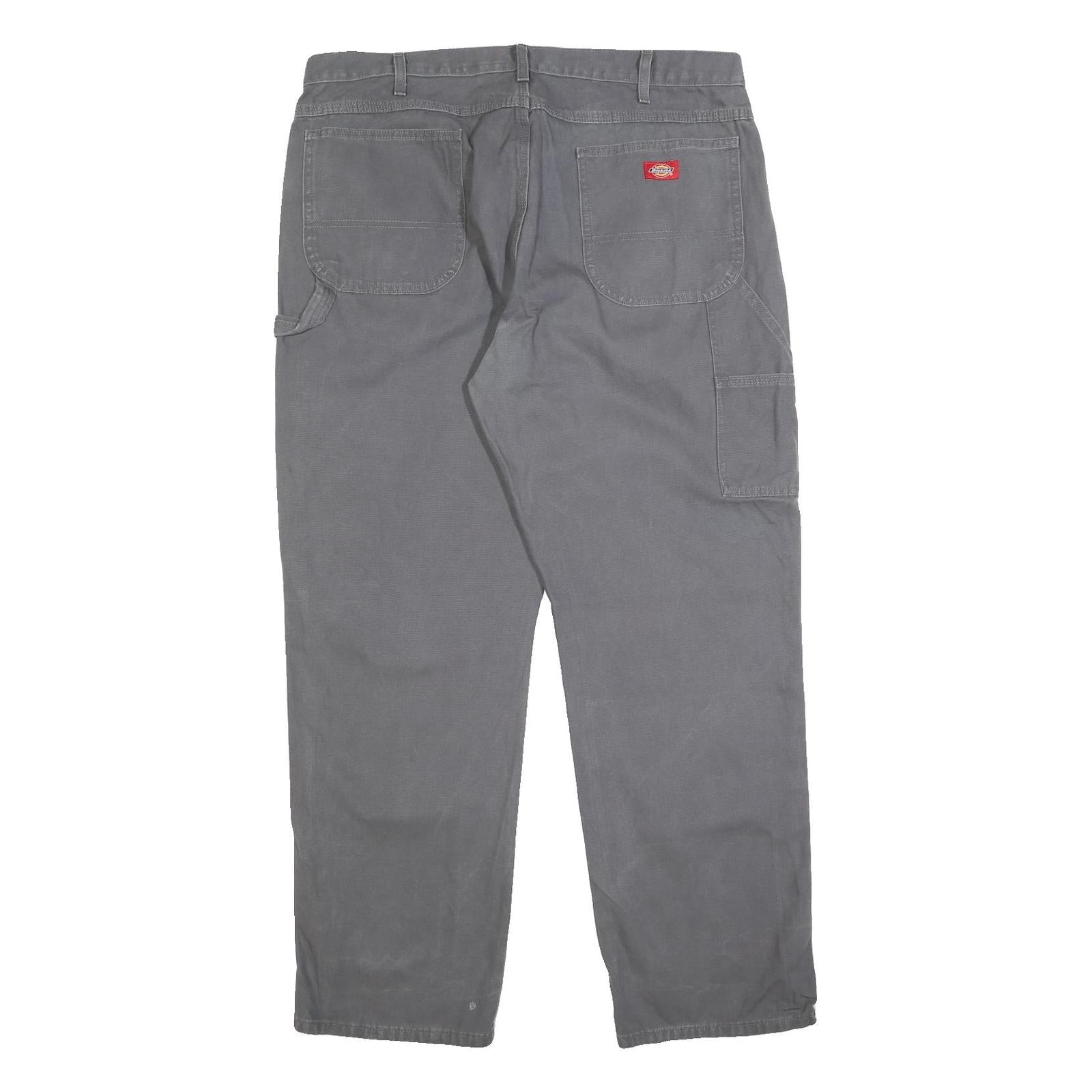 DICKIES Mens Cotton Blend Relaxed Grey Workwear Trousers W40 L32 Utility
