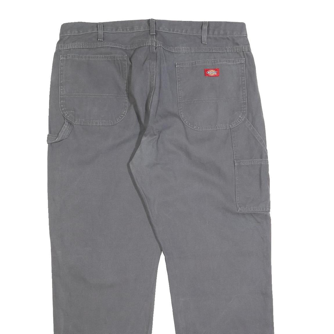 DICKIES Mens Cotton Blend Relaxed Grey Workwear Trousers W40 L32 Utility