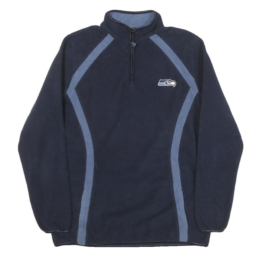 NFL Womens Navy Blue Pullover Plain Crew Neck Basic Knit Jumper L Polyester