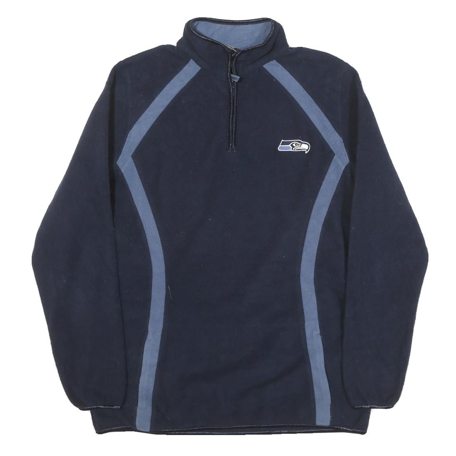 NFL Womens Navy Blue Pullover Plain Crew Neck Basic Knit Jumper L Polyester