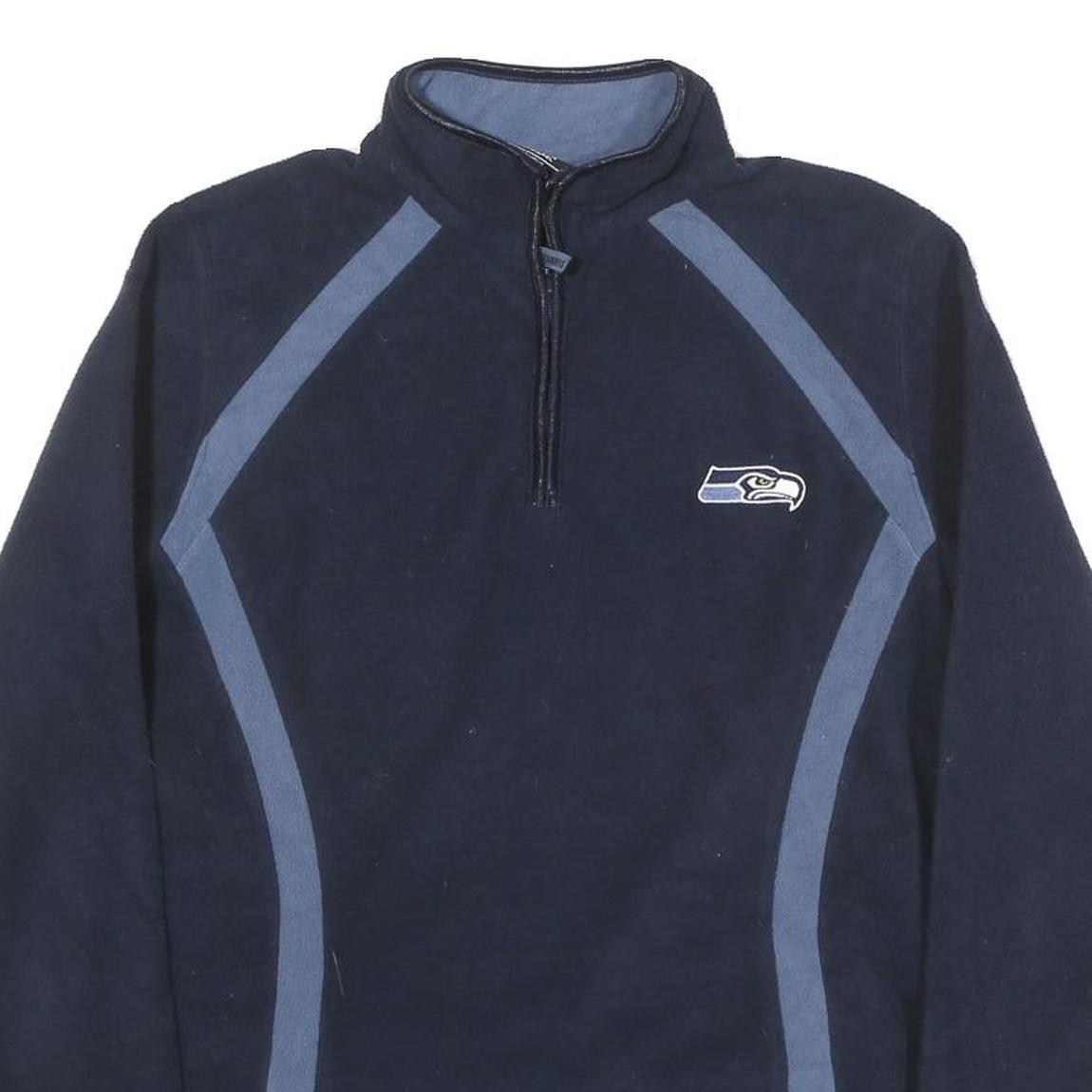 NFL Womens Navy Blue Pullover Plain Crew Neck Basic Knit Jumper L Polyester