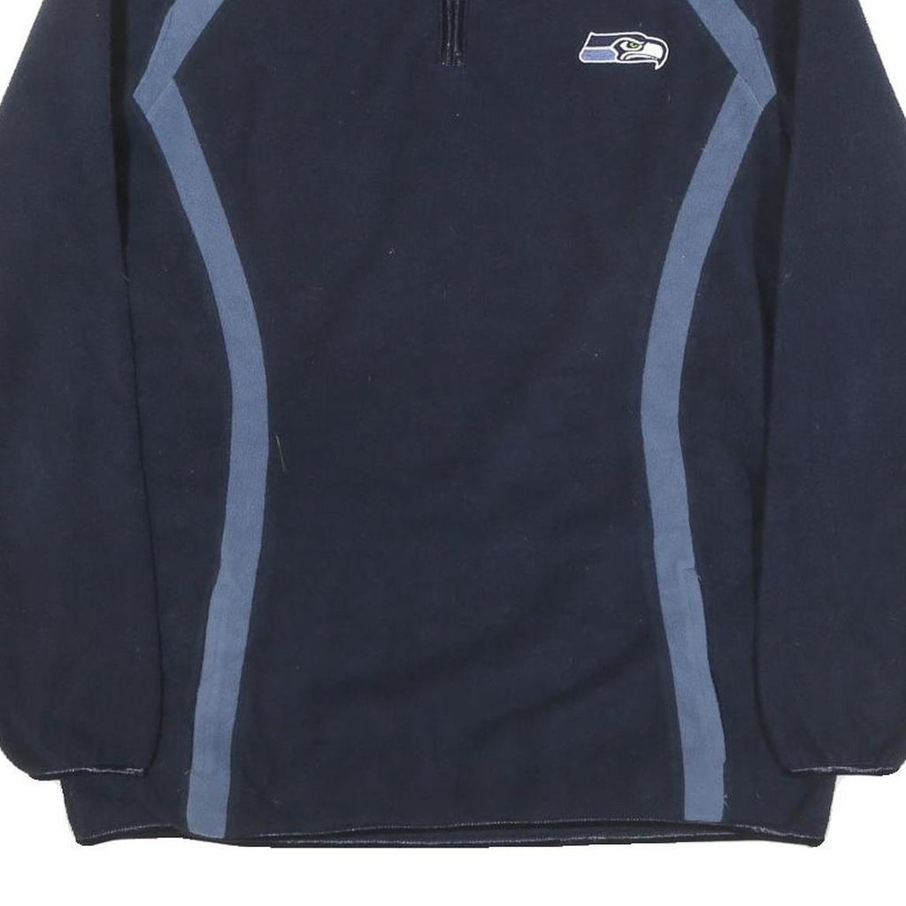 NFL Womens Navy Blue Pullover Plain Crew Neck Basic Knit Jumper L Polyester