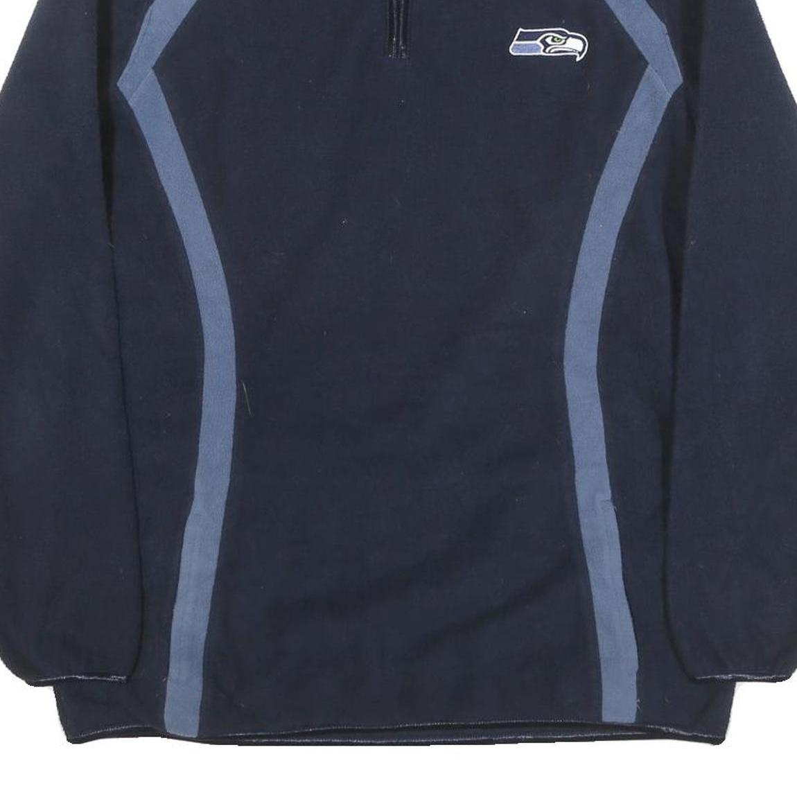 NFL Womens Navy Blue Pullover Plain Crew Neck Basic Knit Jumper L Polyester