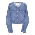 GUESS Womens Blue Denim Cotton Blend Cropped Button Jacket M Casual Outerwear