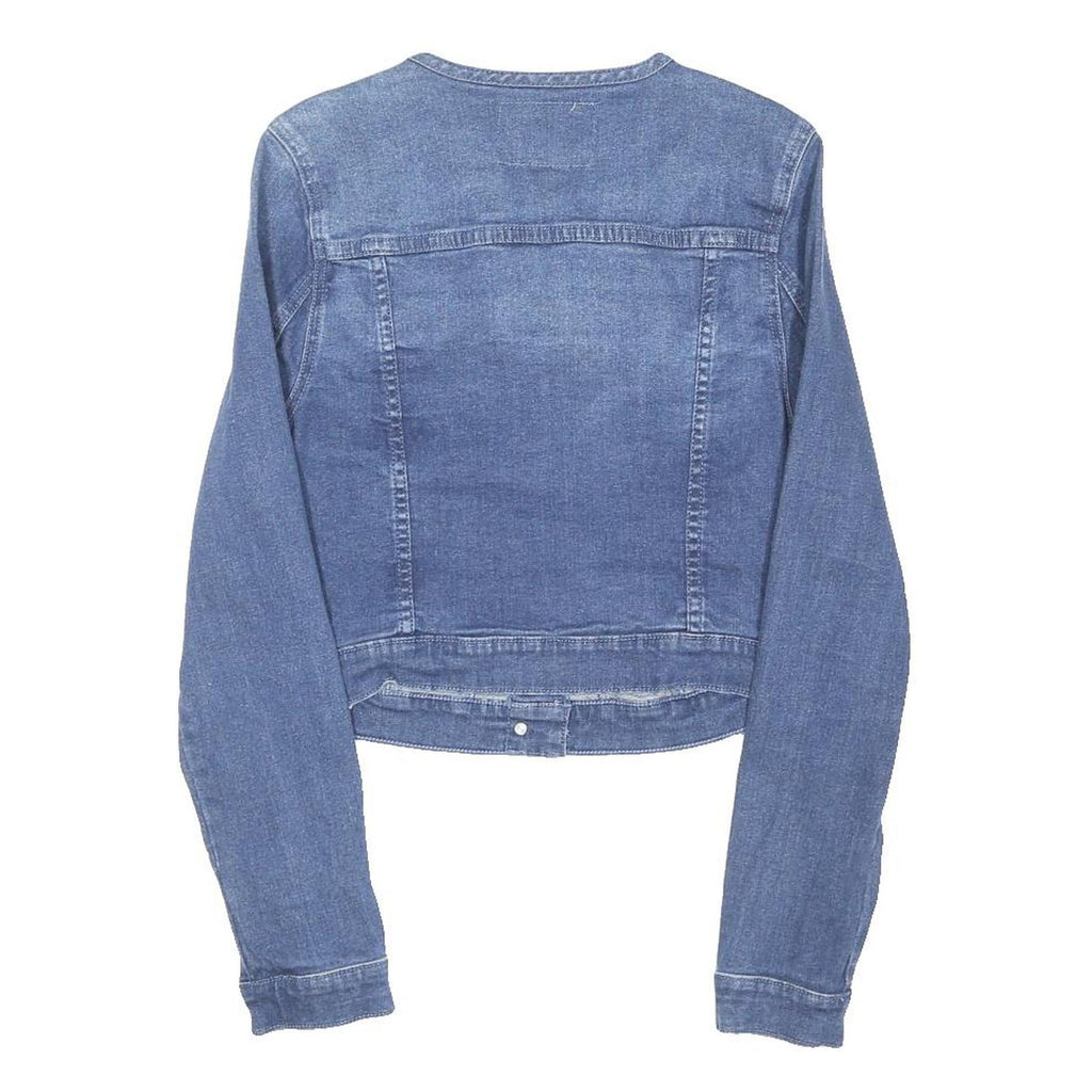 GUESS Womens Blue Denim Cotton Blend Cropped Button Jacket M Casual Outerwear