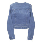 GUESS Womens Blue Denim Cotton Blend Cropped Button Jacket M Casual Outerwear