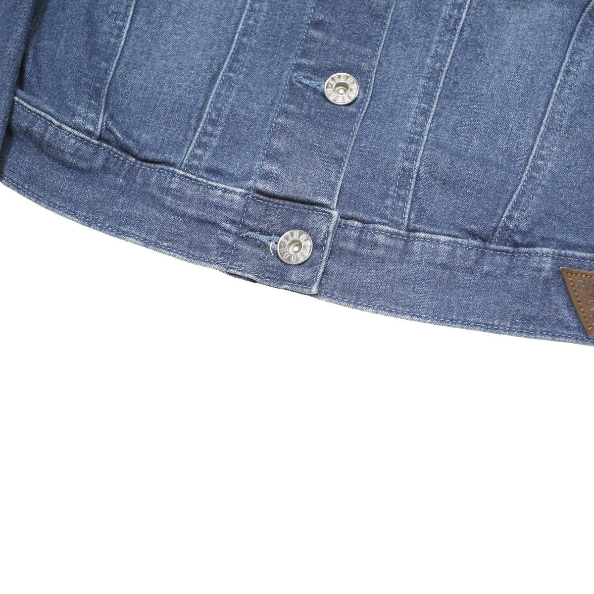 GUESS Womens Blue Denim Cotton Blend Cropped Button Jacket M Casual Outerwear
