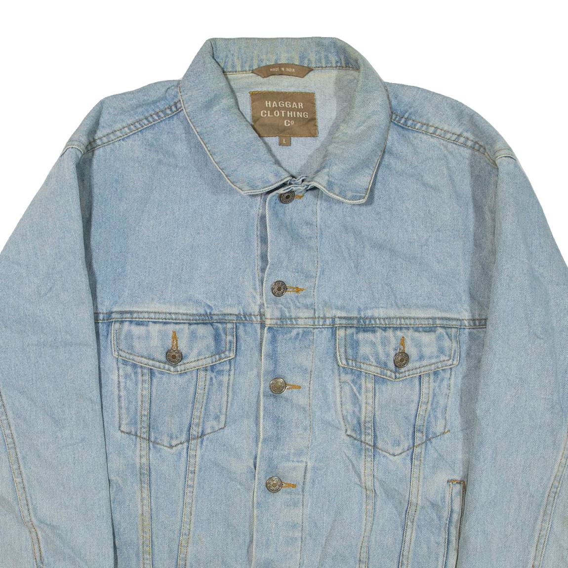 HAGGAR CLOTHING CO Mens Denim Jacket Blue L