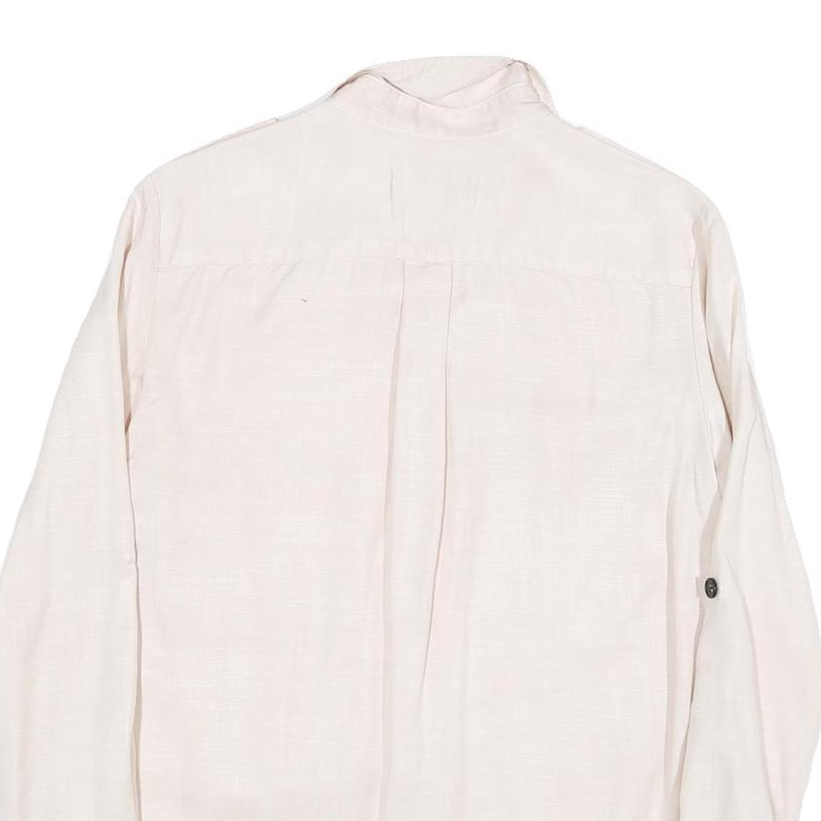 ZARA Womens Cream Shirt Long Sleeve Collared Plain M Lightweight Elegant