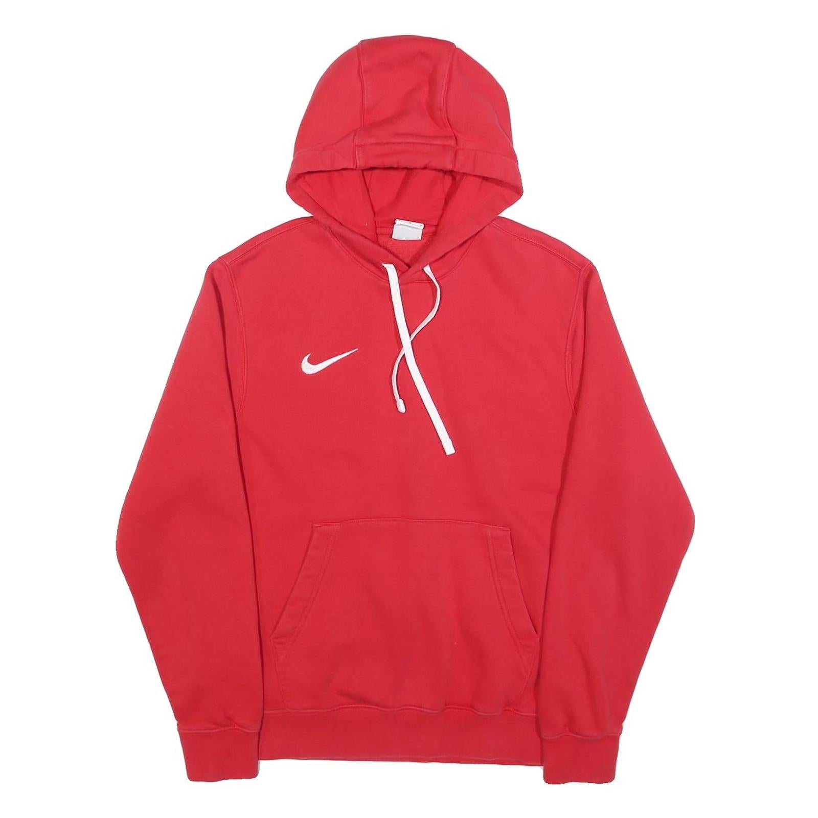 NIKE Mens Red Cotton Blend Hoodie M Sweatshirt Pullover Casual Sportswear