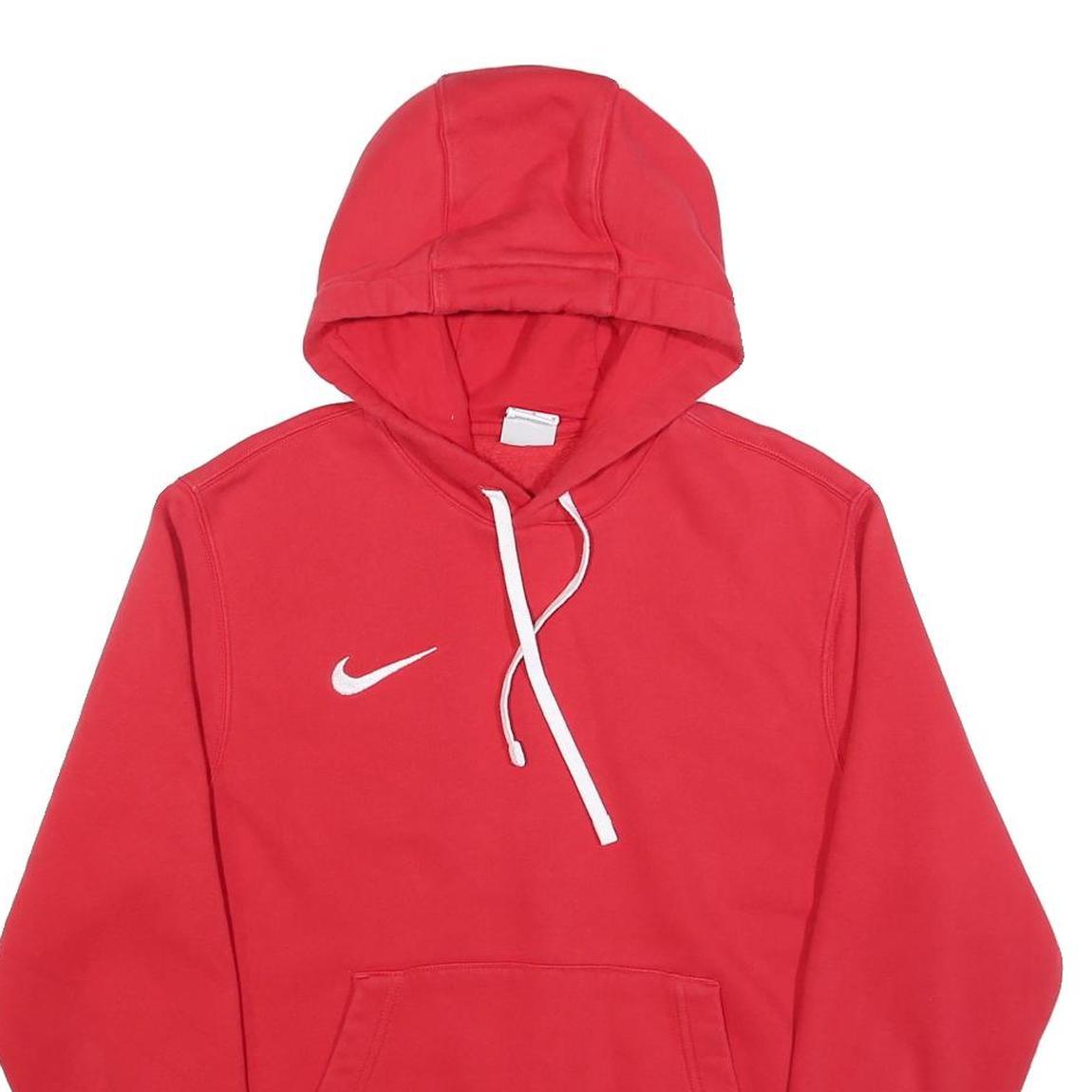 NIKE Mens Red Cotton Blend Hoodie M Sweatshirt Pullover Casual Sportswear