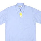 AMSA Mens Blue Short Sleeve Shirt L Cotton Blend Classic Fit Pocket