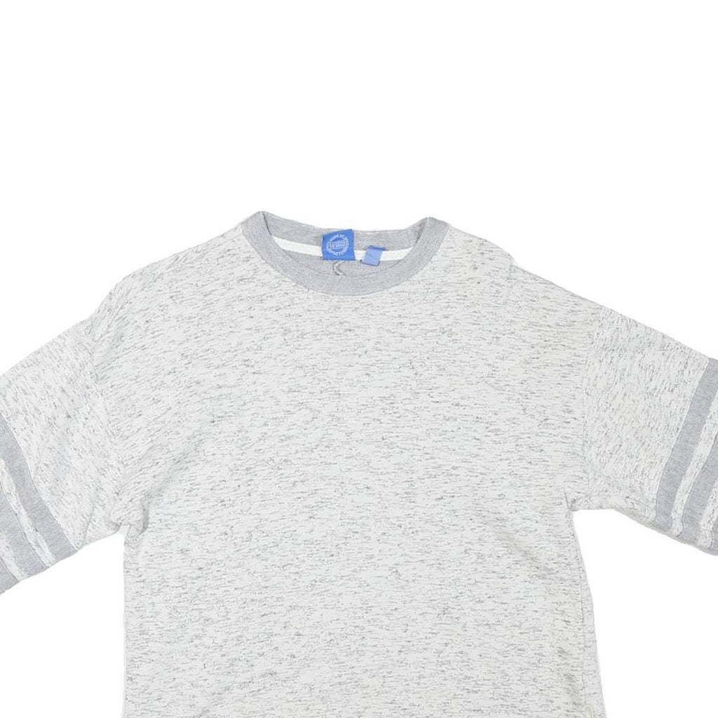 ADIDAS Womens Grey Sweatshirt UK 10 Cotton Blend Cropped Pullover Short Sleeve