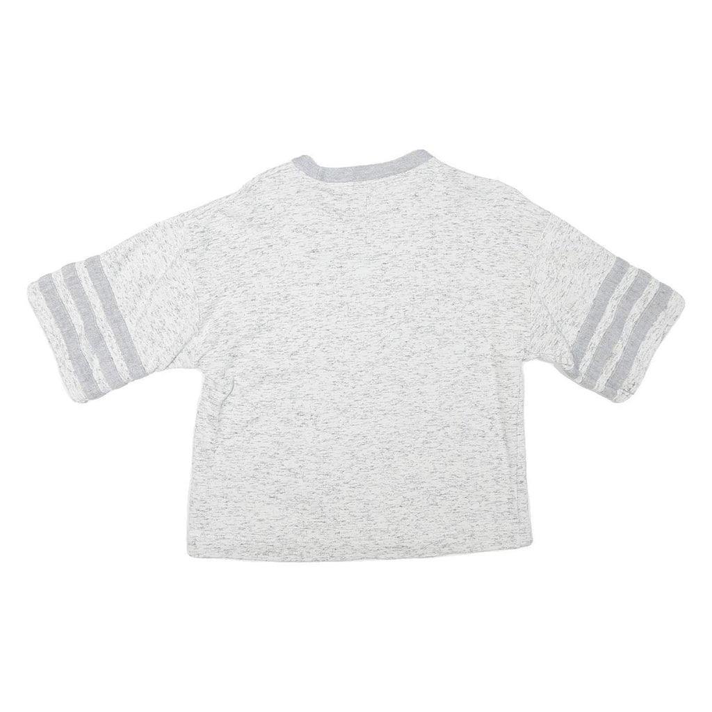 ADIDAS Womens Grey Sweatshirt UK 10 Cotton Blend Cropped Pullover Short Sleeve